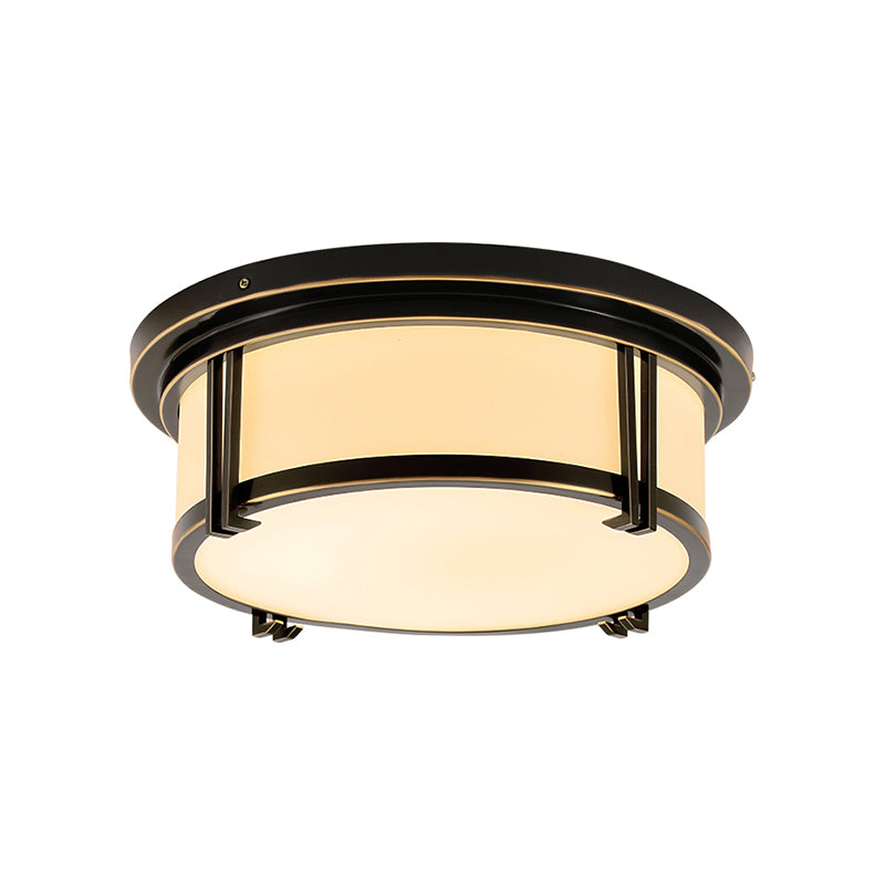 Classic Frosted Glass Led Flush Mount Lamp - Black/Brass Finish Warm/White Light Perfect Living Room