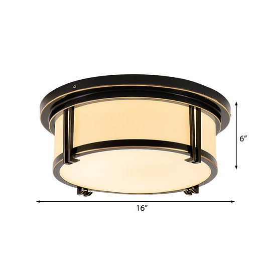 Classic Frosted Glass Led Flush Mount Lamp - Black/Brass Finish Warm/White Light Perfect Living Room