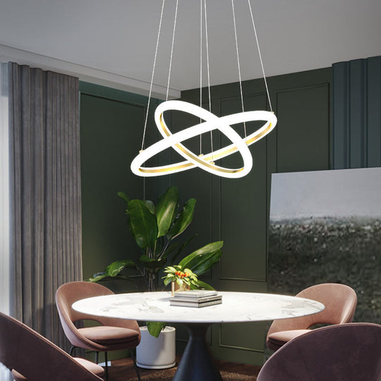 Halo Gold Chandelier With Artistic Led Acrylic Lights - Perfect Over Table 2 /