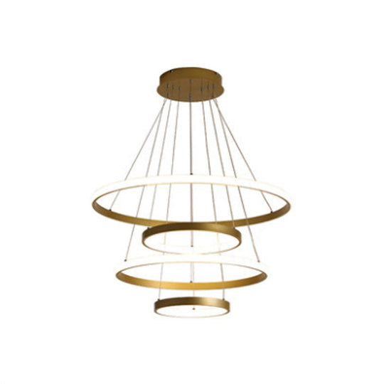 Gold Metal Postmodern Led Pendant Light - Multi-Loop Shaped Restaurant Chandelier