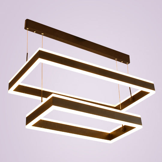 Minimalist Tiered Rectangle Led Chandelier In Black For Living Rooms 2 /