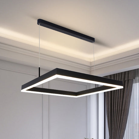 Modern 2-Tier Black Acrylic Chandelier With Led Lights For Living Room Ceiling