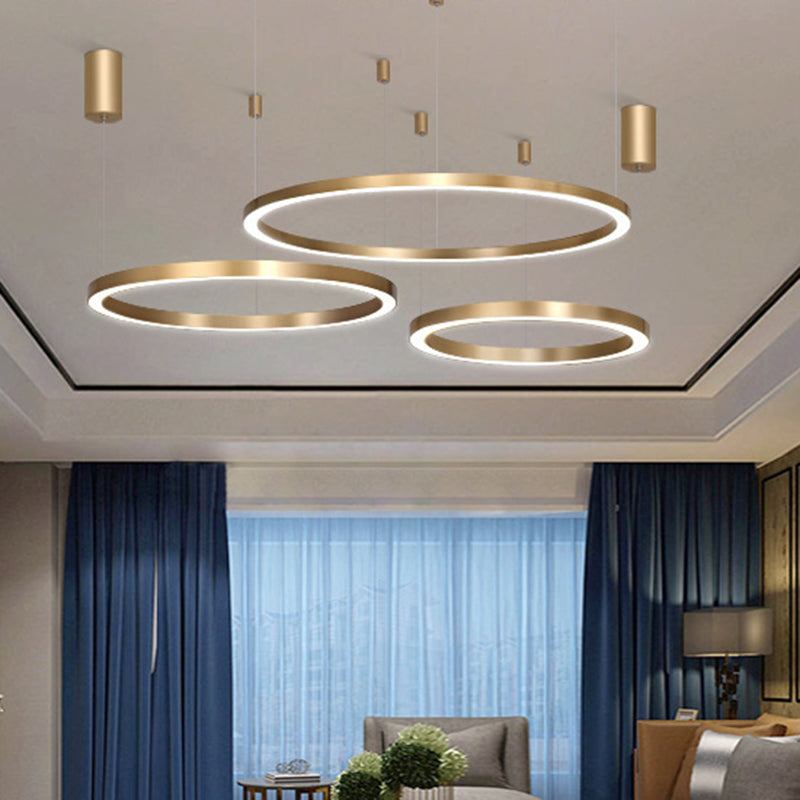Tiered Acrylic Led Ceiling Lighting Fixture In Modern Gold Chandelier Design For Living Room