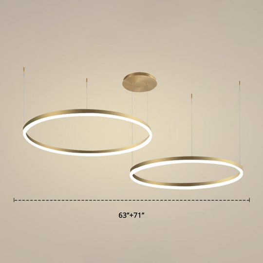 Contemporary Gold Led 2-Layer Chandelier Pendant Light With Metallic Ring