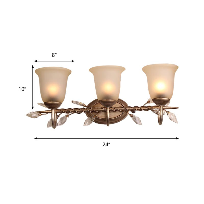 Frosted Glass Bell Shape Sconce Light - Traditional Wall Mounted With Coffee Backplate 1/2/3-Light