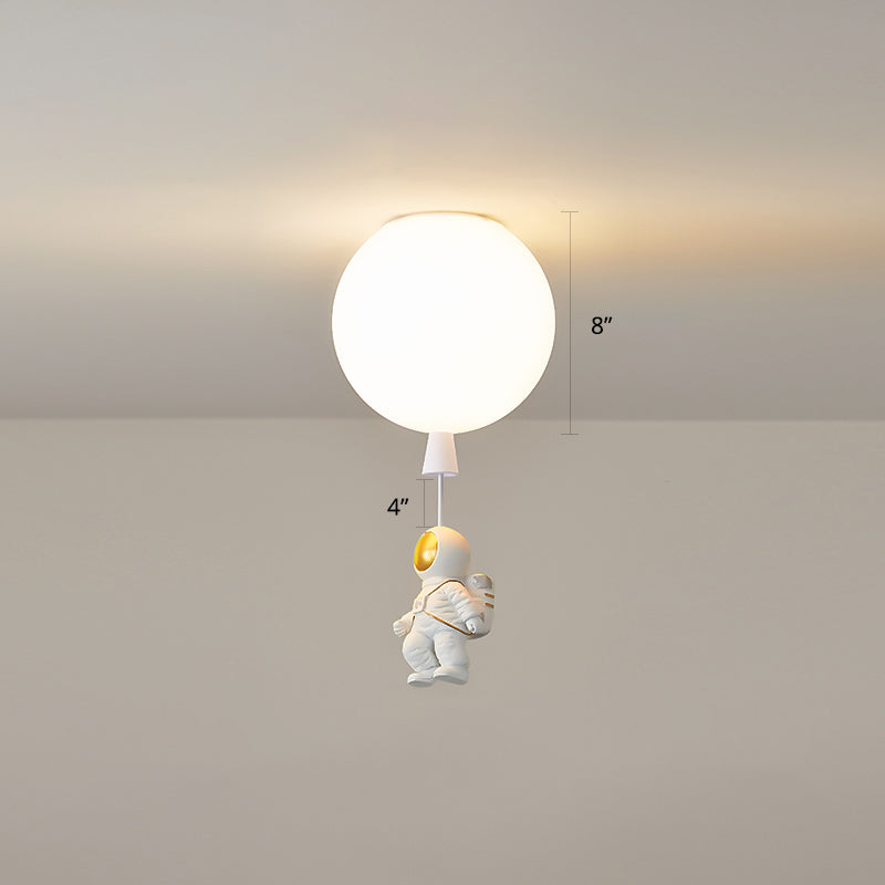 Creative Astronaut Themed Balloon Ceiling Mount Light Silica Gel 1 - Bulb Bedroom Flush White / 8’ B