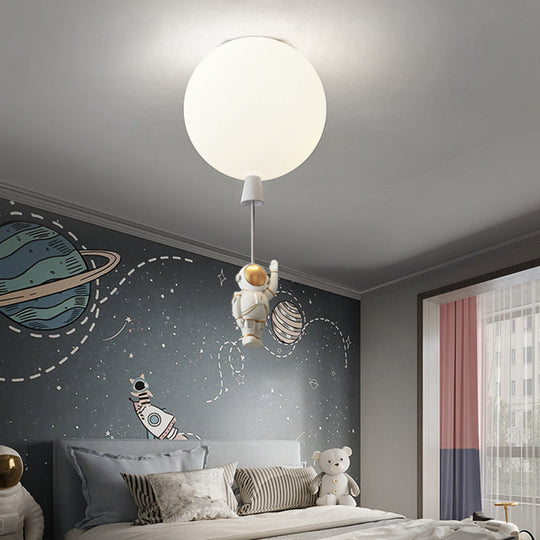 Creative Astronaut Themed Balloon Ceiling Mount Light Silica Gel 1 - Bulb Bedroom Flush