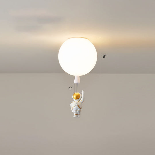 Creative Astronaut Themed Balloon Ceiling Mount Light Silica Gel 1 - Bulb Bedroom Flush White / 8’ A
