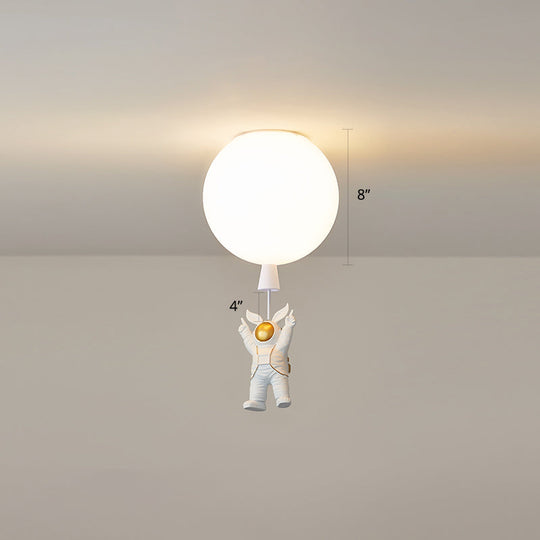 Creative Astronaut Themed Balloon Ceiling Mount Light Silica Gel 1 - Bulb Bedroom Flush White / 8’ C