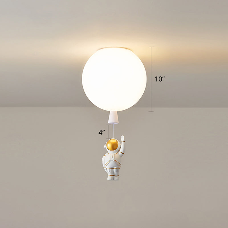 Creative Astronaut Themed Balloon Ceiling Mount Light Silica Gel 1 - Bulb Bedroom Flush White /