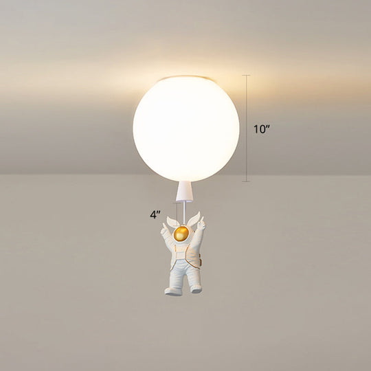 Creative Astronaut Themed Balloon Ceiling Mount Light Silica Gel 1 - Bulb Bedroom Flush White /