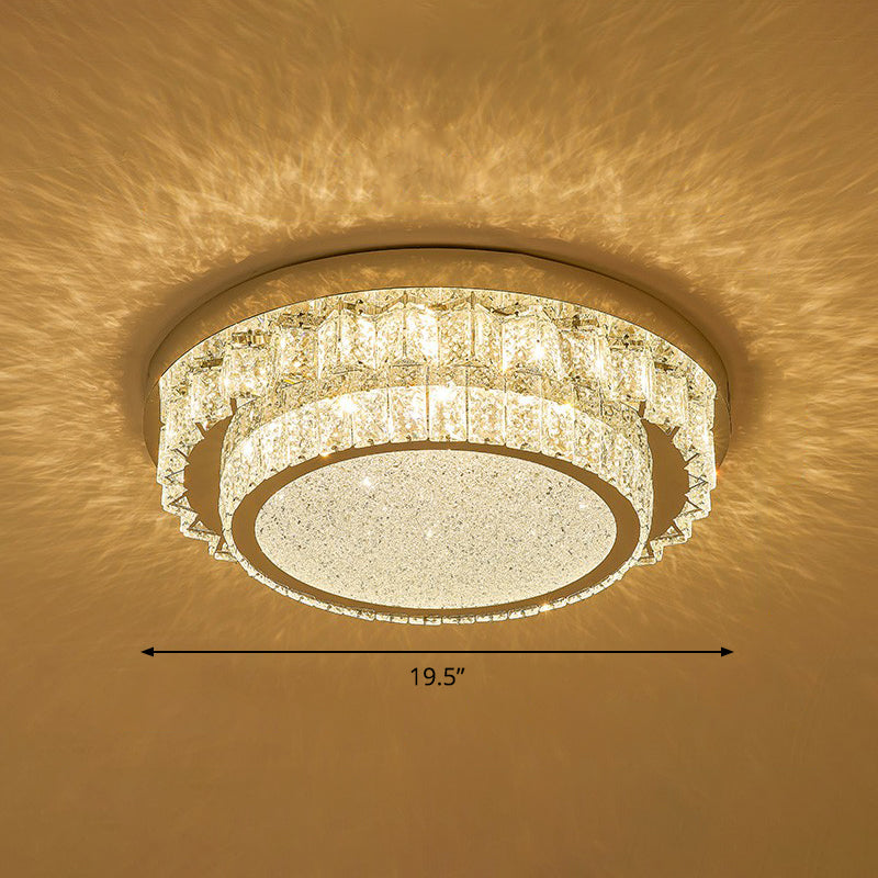 Modern Crystal Led Flush Ceiling Light With Sleek Geometric Design Clear / 19.5’ Round