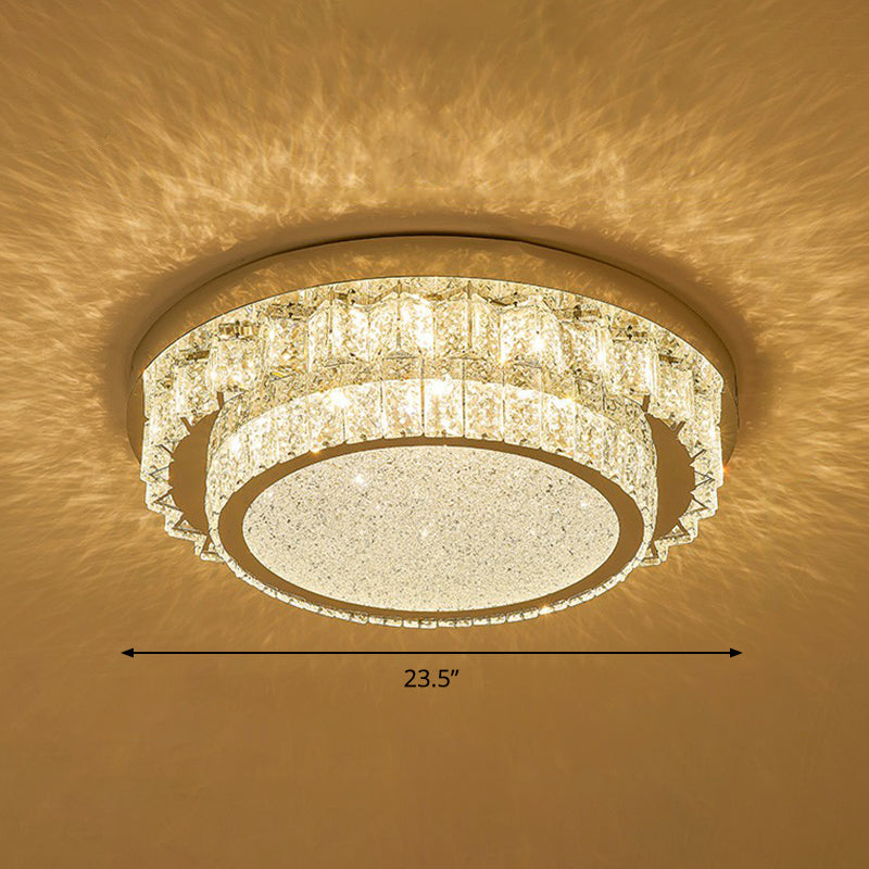 Modern Crystal Led Flush Ceiling Light With Sleek Geometric Design Clear / 23.5 Round