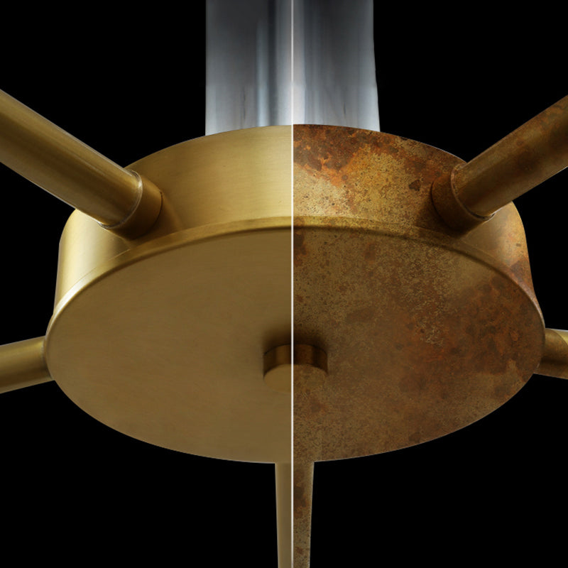 Minimalist 6-Light Bell Pendant Chandelier In Gold With Frosted White Glass