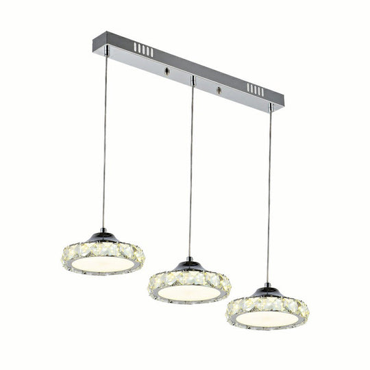 Modern Crystal Led Dining Room Pendant Light With Three Clear Heads