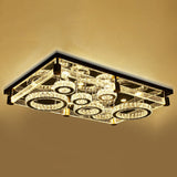 Modern Crystal Circle Led Flushmount Light For Ceiling - Clear Rectangular Design / 31.5