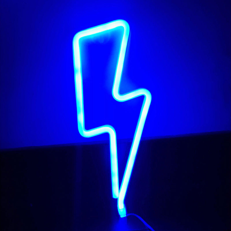 Kids Usb Charging Led Night Lamp - Thunderclap Shaped Plastic White Table Light For Decoration /