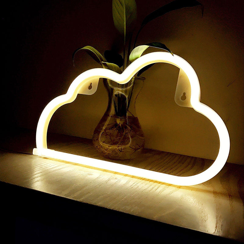 Plastic Cloud Led Night Light With Usb Rechargeable Plug - Childrens White Table Lamp