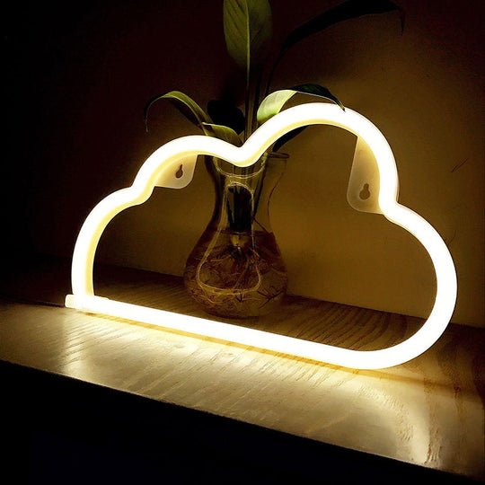 Plastic Cloud Led Night Light With Usb Rechargeable Plug - Childrens White Table Lamp