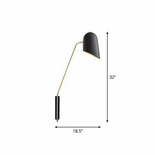 Nordic Black Wall Sconce With Bedside Reading Light And Metal Shade