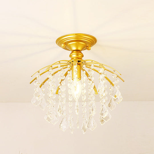 Crystal Tassel Semi Flush Mount Ceiling Light For Country - Style Interiors