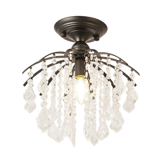 Crystal Tassel Semi Flush Mount Ceiling Light For Country - Style Interiors
