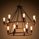 Country Hemp Rope Loop Chandelier - Hanging Ceiling Light In Black For Restaurants

This Revised