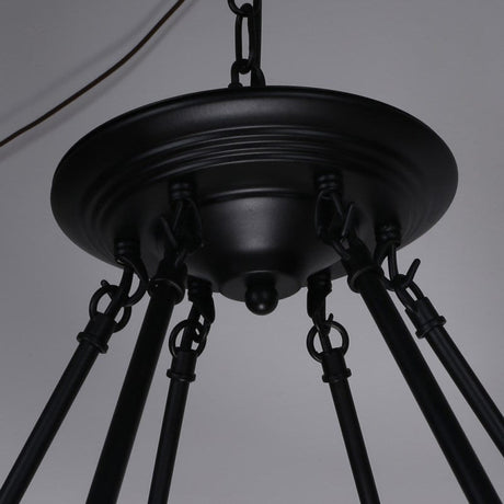 Country Hemp Rope Loop Chandelier - Hanging Ceiling Light In Black For Restaurants

This Revised