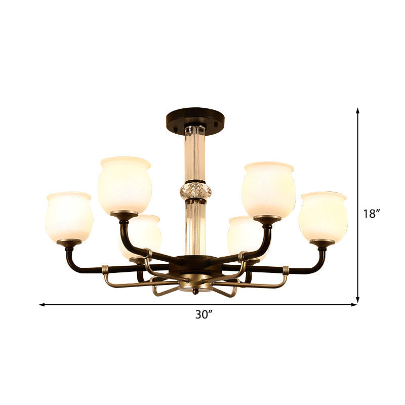 Black Glass Semi Flush Ceiling Light Fixture - Jar Shaped Traditional Design (3/6 Lights) For