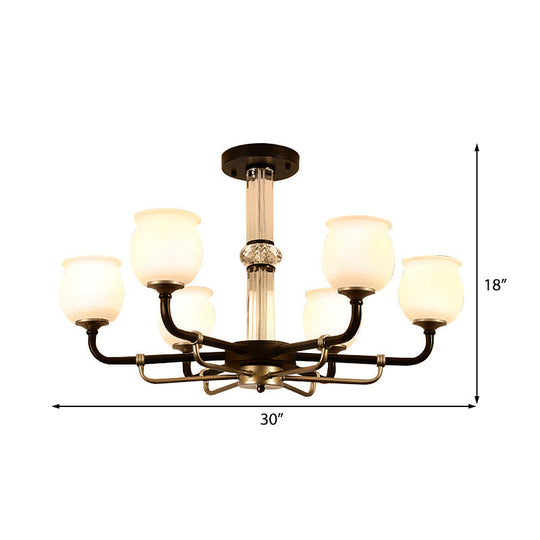 Black Glass Semi Flush Ceiling Light Fixture - Jar Shaped Traditional Design (3/6 Lights) For