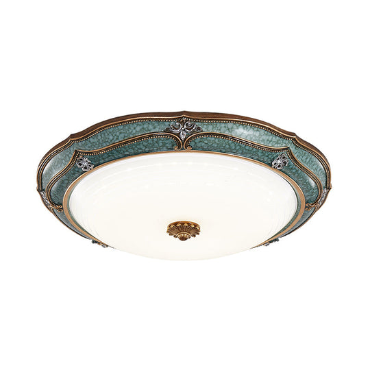 Traditional Green Resin Ceiling Mounted Led Flower Flush Mount Lamp - 16’/19.5’/13’ Sizes For