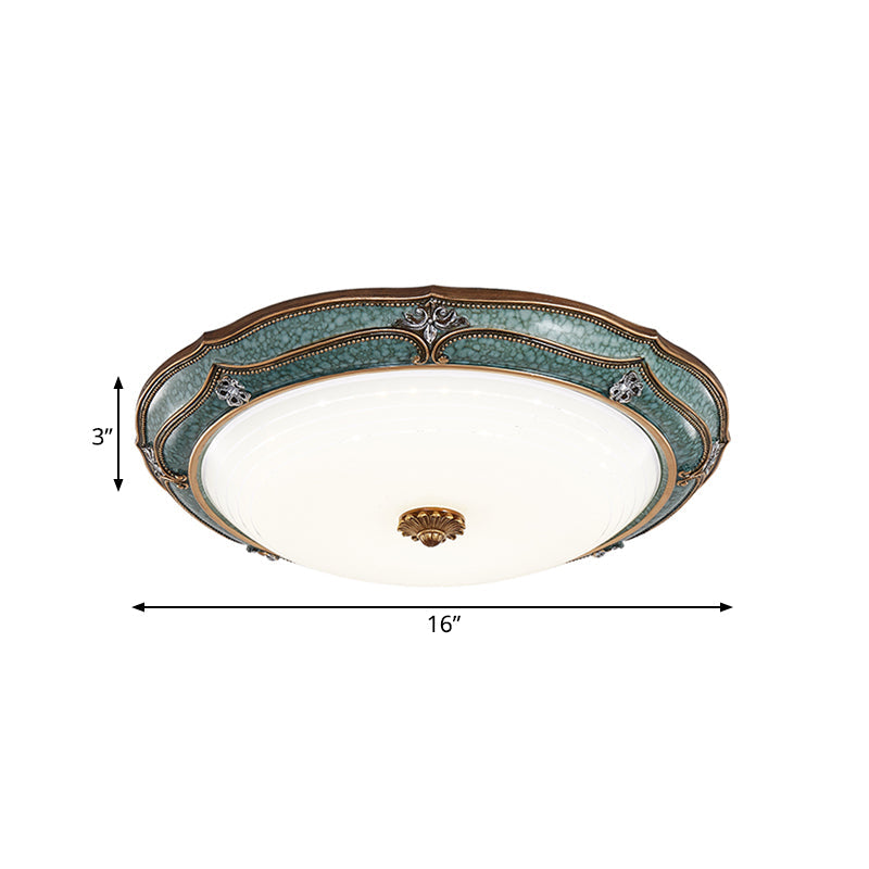 Traditional Green Resin Ceiling Mounted Led Flower Flush Mount Lamp - 16’/19.5’/13’ Sizes For
