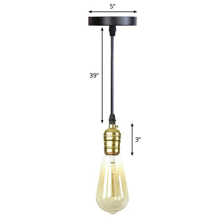 Industrial Single Edison Bulb Pendant Light With Aluminum Socket - Black / H