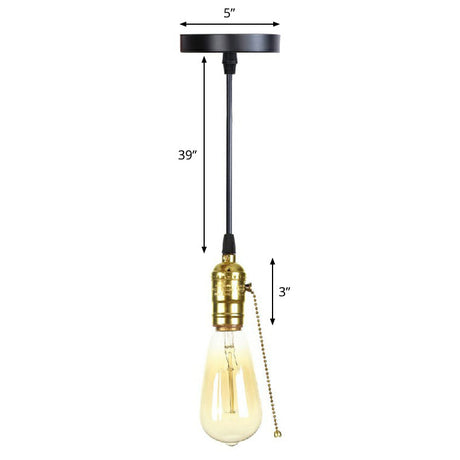 Industrial Single Edison Bulb Pendant Light With Aluminum Socket - Black / I