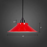 Metal Conical Ceiling Lamp With Rolled Edge - Stylish Hanging Light Red / 12