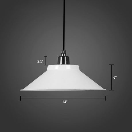 Metal Conical Ceiling Lamp With Rolled Edge - Stylish Hanging Light White / 14