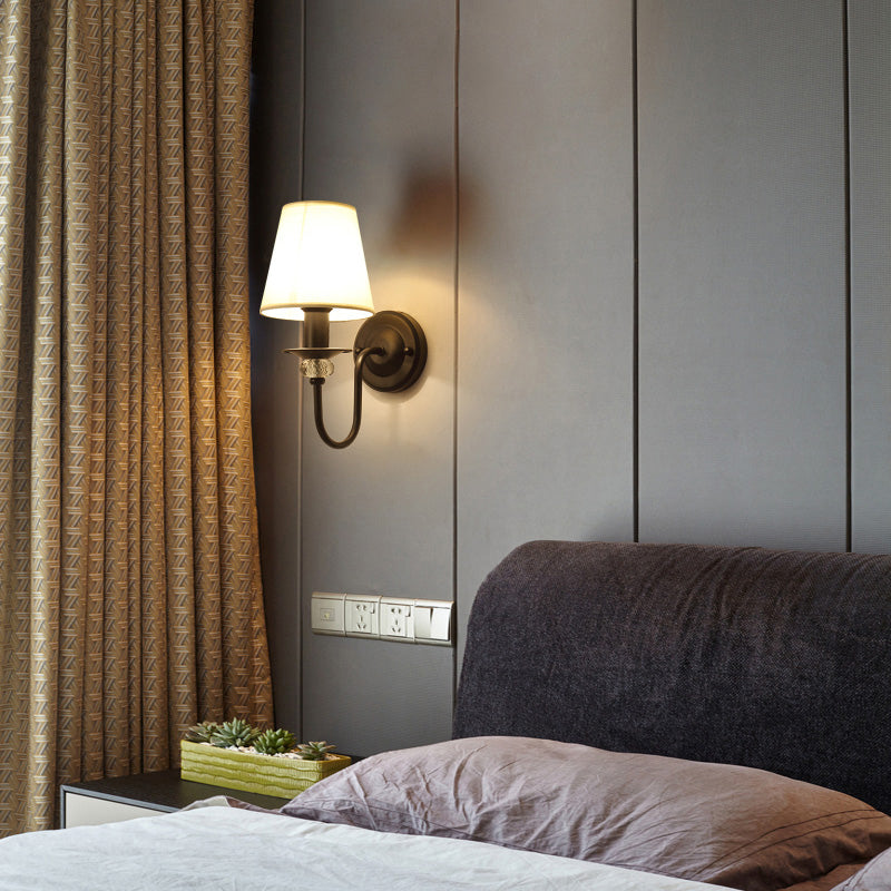 Simplicity Fabric Black Tapered Shade Wall Lamp - Stylish Living Room Lighting