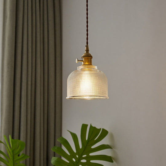 Sleek Clear Glass Bell Pendant Light - Simplicity 1-Light Hanging Fixture For Dining Room