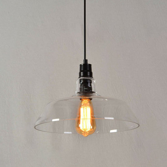 Vintage Glass Pendant Lamp With Single Bulb For Restaurant Lighting Clear