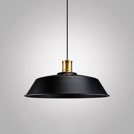 Industrial Geometric Metal Pendant Light With Black Finish And Single Bulb / B