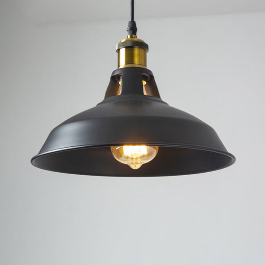 Rustic Pot-Lid Pendant Light With Venting Hole – Ideal For Bars Black / 10.5’