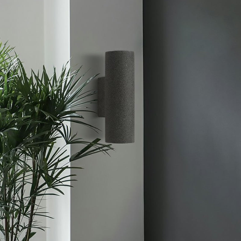 Nordic Terrazzo Shade Up/Down Wall Sconce With 2-Bulb Cylindrical Lamp For Stairs
