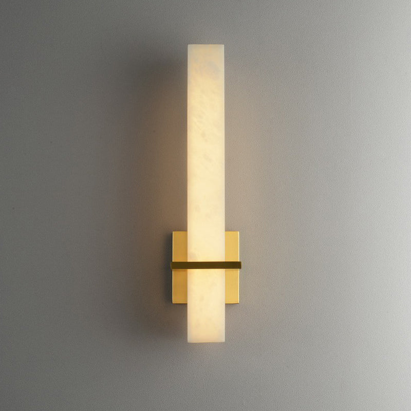 Minimalistic Marble Wall Sconce - White Led Light For Aisle Mounted