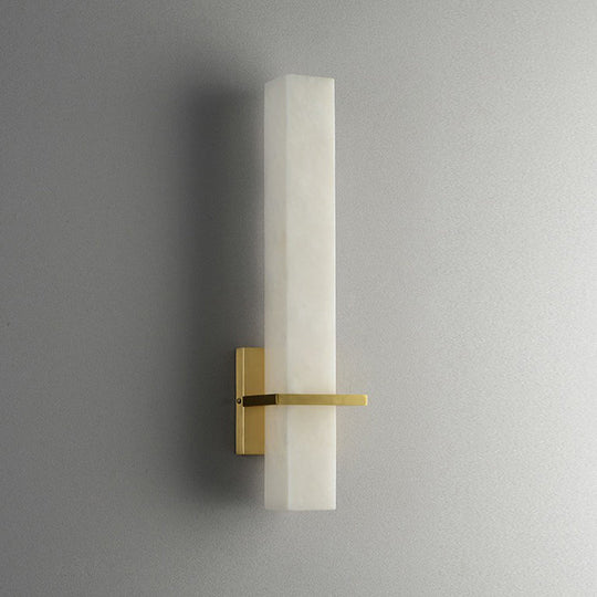 Minimalistic Marble Wall Sconce - White Led Light For Aisle Mounted