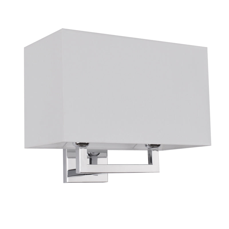 Modern Chrome 2-Light Rectangular Fabric Wall Lamp