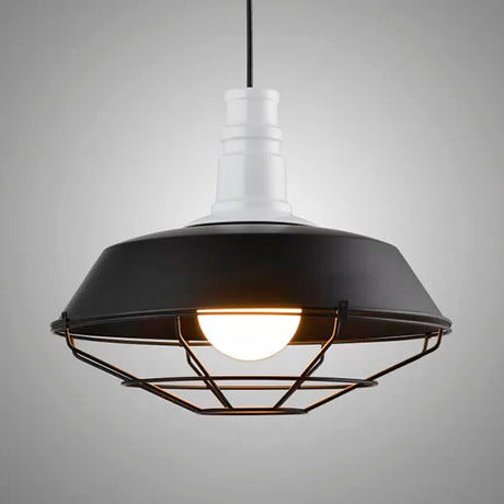 Industrial Metal Pendant Light With Wire Guard In Orange Blue And Green 1-Light 10/14/18 Dia -