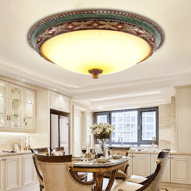 Green Flower Flush Mount Led Ceiling Light - Traditional Resin Design Warm/White 16/19.5/13.5 For