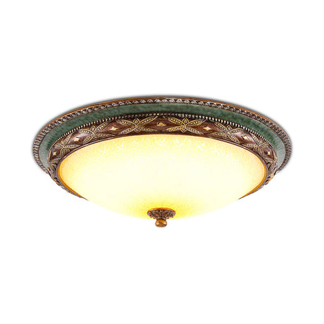 Green Flower Flush Mount Led Ceiling Light - Traditional Resin Design Warm/White