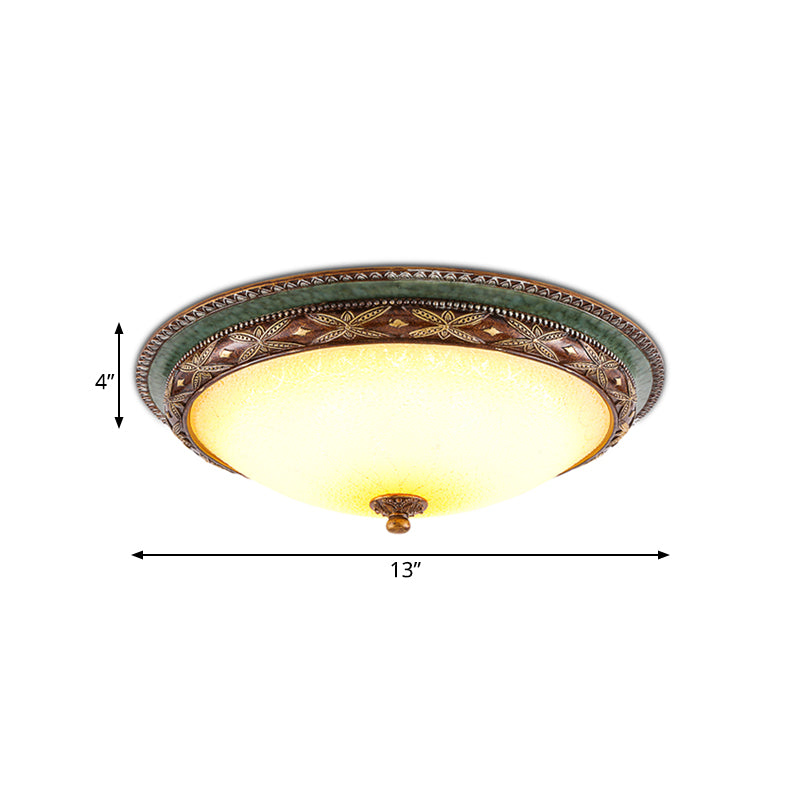 Green Flower Flush Mount Led Ceiling Light - Traditional Resin Design Warm/White 16/19.5/13.5 For