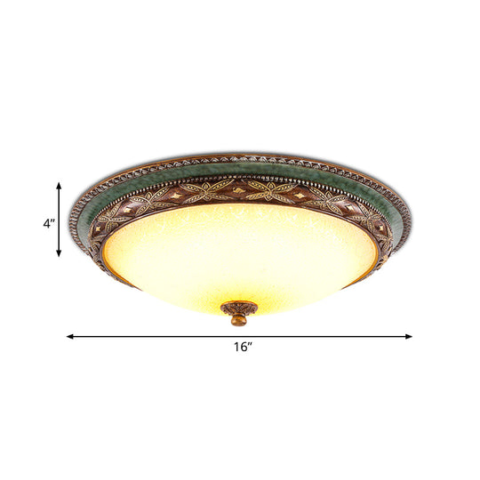 Green Flower Flush Mount Led Ceiling Light - Traditional Resin Design Warm/White